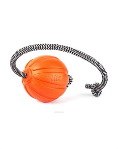 Игрушка для собак мячик на шнурке для перетягивания оранжевый 7 см Liker cord