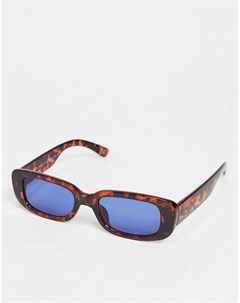 Солнцезащитные очки в черепаховой оправе скругленной прямоугольной формы с синими линзами Asos design