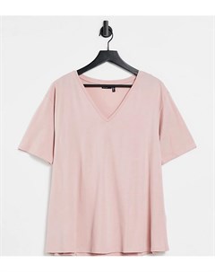 Светло розовая свободная футболка с V образным вырезом ASOS DESIGN Tall Asos tall