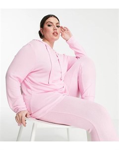 Бледно розовая пижама с худи с оборками по краю и джоггерами Pretty Secrets Simply be
