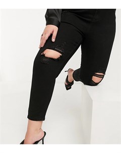 Черные джинсы в винтажном стиле с рваными коленями x Jac Jossa In the style plus