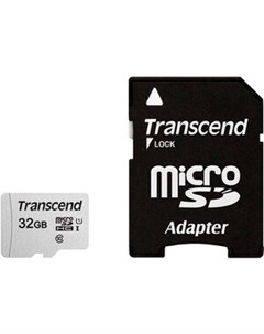 Карта памяти microSDHC 32Gb Class10 TS32GUSD300S A adapter Transcend