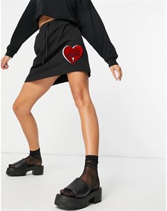 Черная трикотажная юбка с логотипом сердцем Love moschino