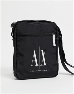 Черная нейлоновая сумка через плечо с контрастным логотипом Armani exchange