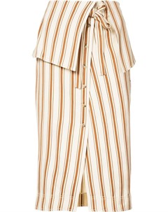 Rosie assoulin полосатая юбка с отворотом нейтральные цвета Rosie assoulin