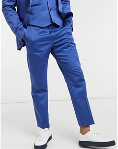Темно синие костюмные брюки узкого кроя из хлопка от комплекта wedding Asos design