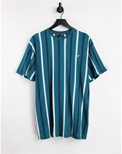 Overszied футболка в полоску бирюзового темно синего и цвета экрю от комплекта Threadbare