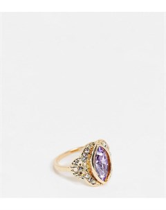 Золотистое кольцо с прозрачным камнем Inspired Reclaimed vintage