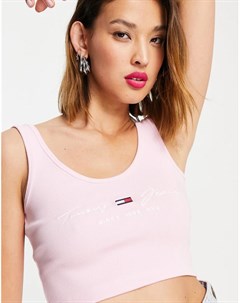 Пастельно розовый кроп топ с логотипом Tommy jeans