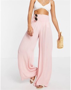 Розовые пляжные брюки с широкими штанинами Vero moda