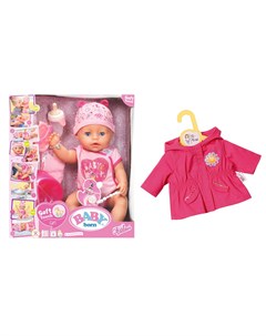 Zapf Creation Кукла интерактивная Девочка 43 см с подарком розовая куртка Baby born