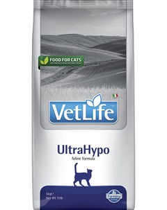 Vet Life Feline Ultrahypo для взрослых кошек при пищевой аллергии 10 кг Farmina
