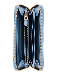 Голубой кожаный кошелек большого размера Prada