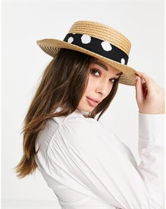 Соломенная шляпа с лентой в горошек Boardmans