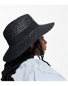 Эксклюзивная соломенная шляпа канотье черного цвета South beach