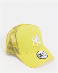 Однотонная кепка желтого цвета с сетчатой вставкой New York Yankees New era