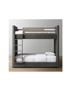 Кровать детская двухъярусная carver leather bunk серый Idealbeds