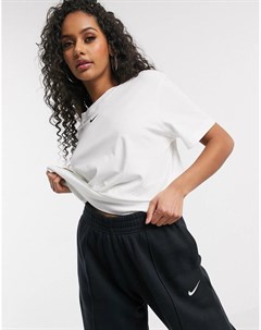 Белая oversized футболка с логотипом галочкой Nike