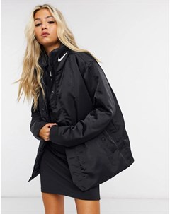 Черное пальто с логотипом premium Nike