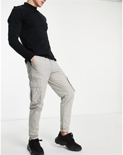 Светло серые брюки карго из ткани рипстоп New look