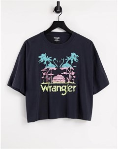 Черная укороченная футболка с графическим логотипом Wrangler
