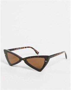Солнцезащитные очки в коричневой угловой оправе с черепаховым принтом Vero moda