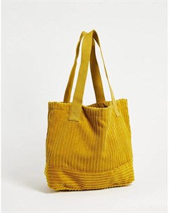 Вельветовая сумка тоут горчичного цвета в стиле oversized Asos design