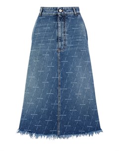Голубая юбка из денима с необработанным краем Balenciaga