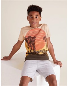 Хлопковая футболка с ярким принтом Marks & spencer