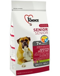 Dog Senior 7 All Breeds Sensitive Skin Coat для пожилых собак всех пород старше 7 лет при аллергии с 1st choice