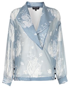 Двубортная рубашка с цветочным принтом Giorgio armani