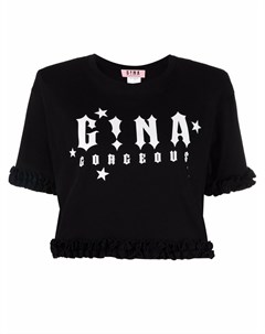 Укороченная футболка с логотипом Gina