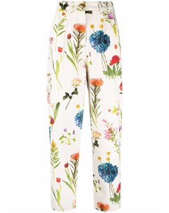 Укороченные джинсы с цветочным принтом Moschino