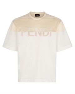 Сетчатая футболка с вышитым логотипом Fendi