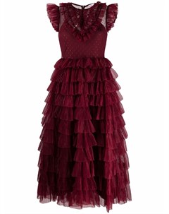 Платье из тюля пуэн деспри с оборками Red valentino