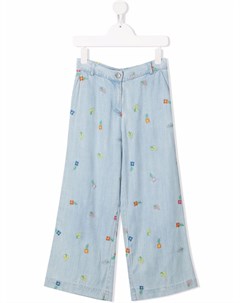Джинсовые брюки с цветочной вышивкой Stella mccartney kids