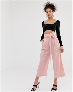 Розовые брюки с присборенной талией и широкими штанинами C by cubic