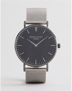 Часы с черным циферблатом и серебристым сетчатым браслетом MB1802 1 Mr beaumont