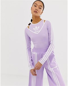 Фиолетовое боди с длинными рукавами и тремя полосками x Ji Won Choi Adidas originals