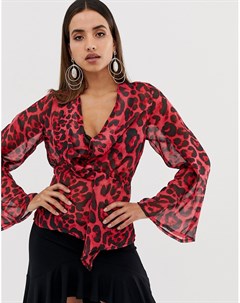 Блузка с запахом и леопардовым принтом Forever unique