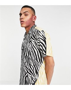 Пляжная рубашка с половинчатым принтом зебра Inspired Reclaimed vintage