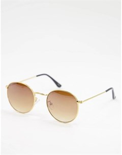 Круглые солнцезащитные очки золотистого цвета в стиле унисекс Jeepers peepers