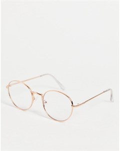 Женские круглые очки в оправе цвета розового золота с голубоватыми стеклами Jeepers peepers