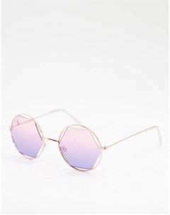 Женские фиолетовые солнцезащитные очки в золотистой шестиугольной оправе Jeepers peepers
