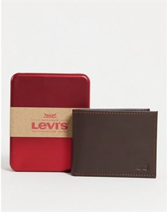 Коричневый кожаный бумажник с логотипом Levi's®