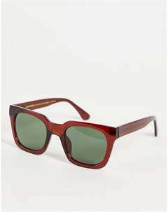 Квадратные солнцезащитные очки унисекс в стиле 70 х в темно коричневой черепаховой оправе Nancy A.kjaerbede