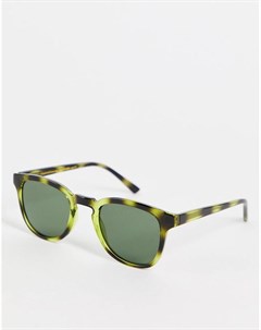 Квадратные солнцезащитные очки в стиле унисекс с прозрачной зеленой оправой с черепаховым дизайном B A.kjaerbede