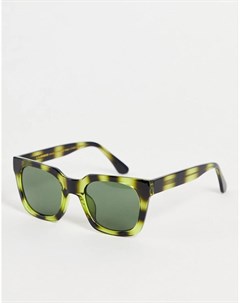 Зеленые солнцезащитные очки в стиле унисекс в квадратной черепаховой оправе Nancy A.kjaerbede