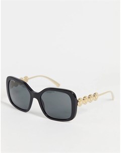 Женские большие солнцезащитные очки в черной квадратной оправе 0VE4375 Versace