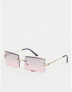 Прямоугольные солнцезащитные очки без оправы с розовыми стеклами London My accessories
